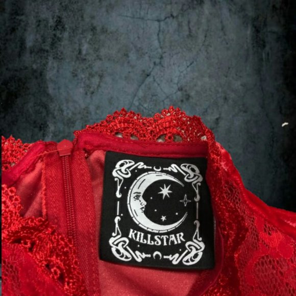 KILLSTAR BLOOD VOW LACE DRESS SCARLET Red WOMENS M - Picture 5 of 7